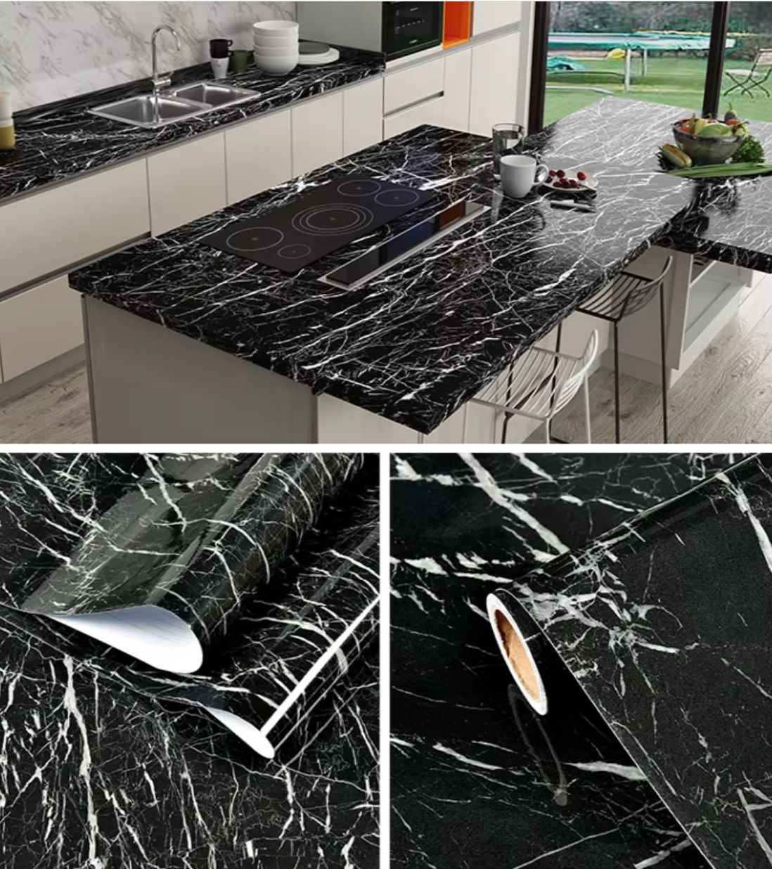 Vinilo Mármol Black Elegance